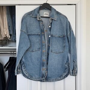 Zara Women's Oversized Blue Jean Jacket